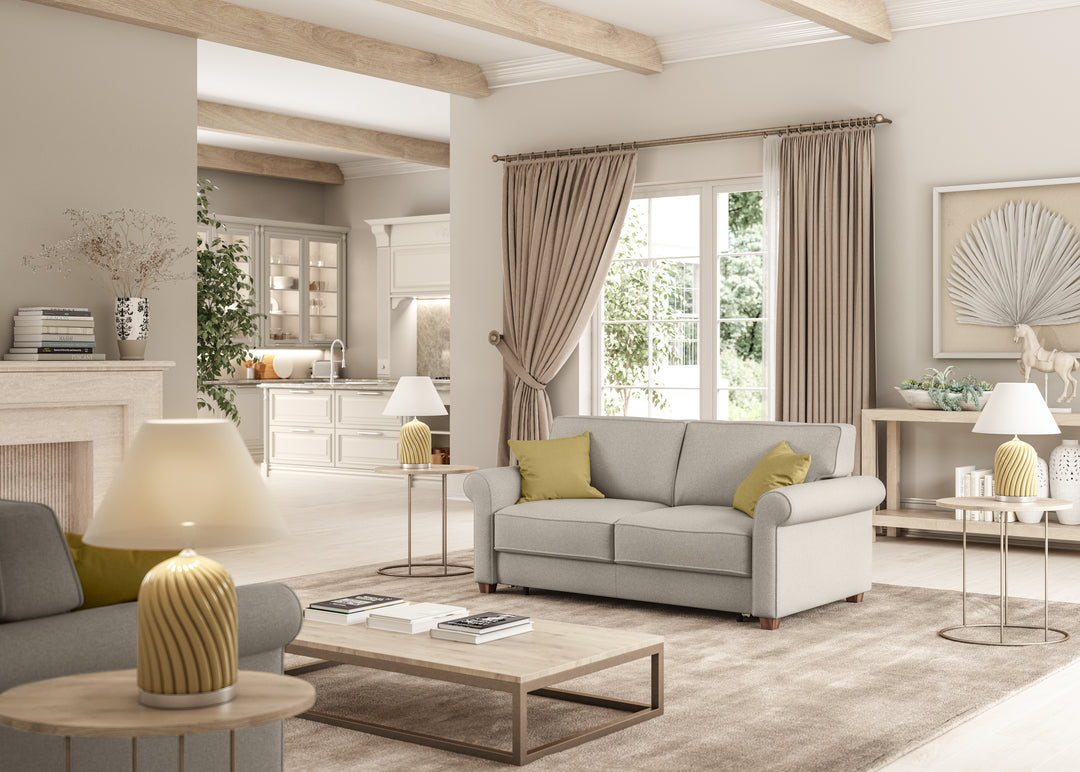 Luonto rolled arm love seat sleeper in luxury room