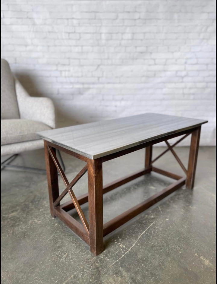 Metal Topped 35" Coffee Table