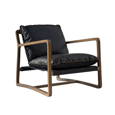 Relax Club Chair - Black Leather with Black