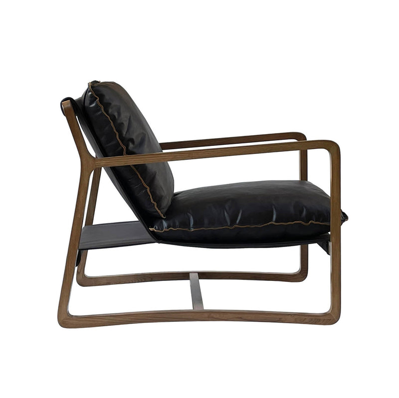 Relax Club Chair - Black Leather with Black