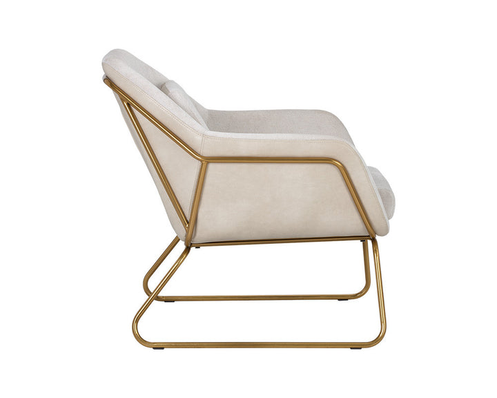 Watts Lounge Chair - Gold - Polo Club Muslin - Bravo Cream