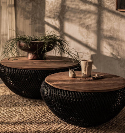 black Rattan teak coffee table indonesia design