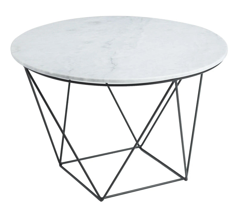 Elegant solid white marble top side table on a stainless steel decorative base