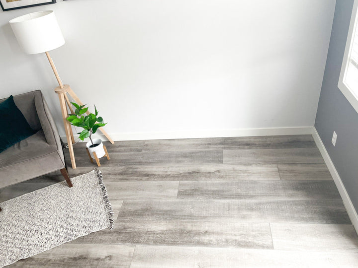 two toned grey vinyl plank flooring