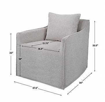 Grey Boucle Slipcover Accent Swivel Chair