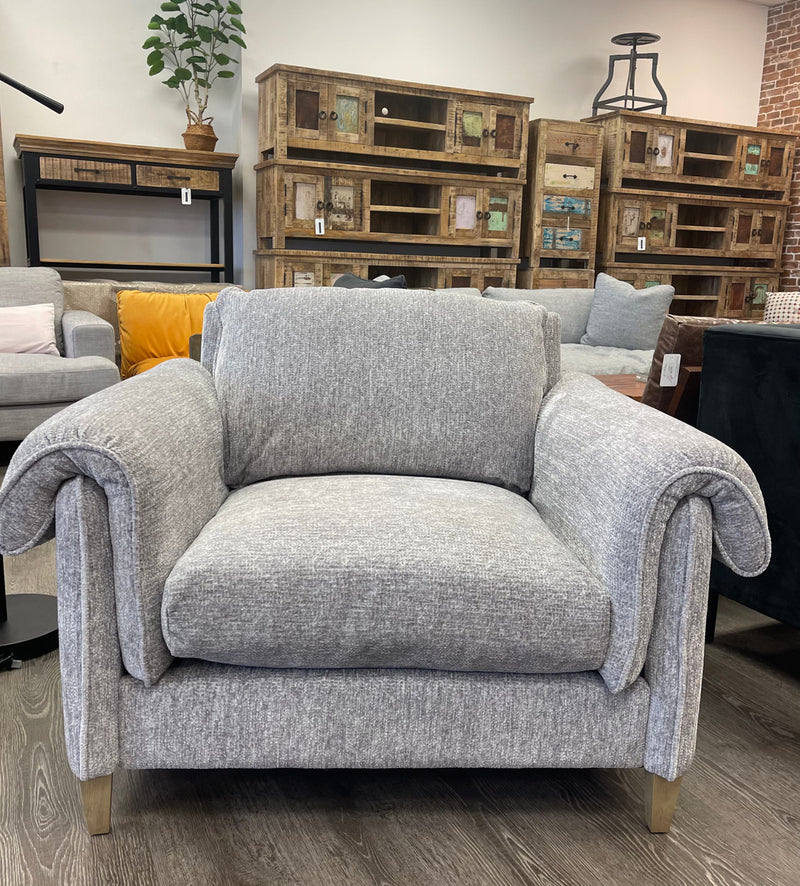 Grey Fabric Deep Seat Accent Chair