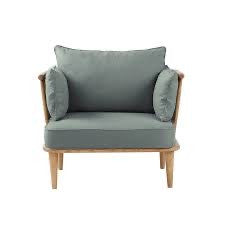 Marina club chair with aqua cushions and natural wood frame