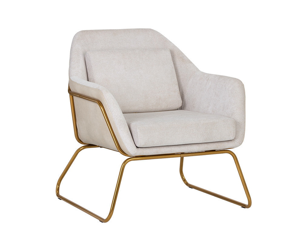 Watts 27.5" Polo Club Muslin Lounge Chair - Gold/ Bravo Cream