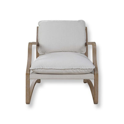 Light Coloured fabric sling accent Chair