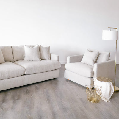 Light Grey fabric deep seat sofa