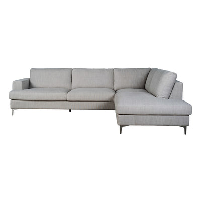 Grey Feather Sectional with polished aluminum legs