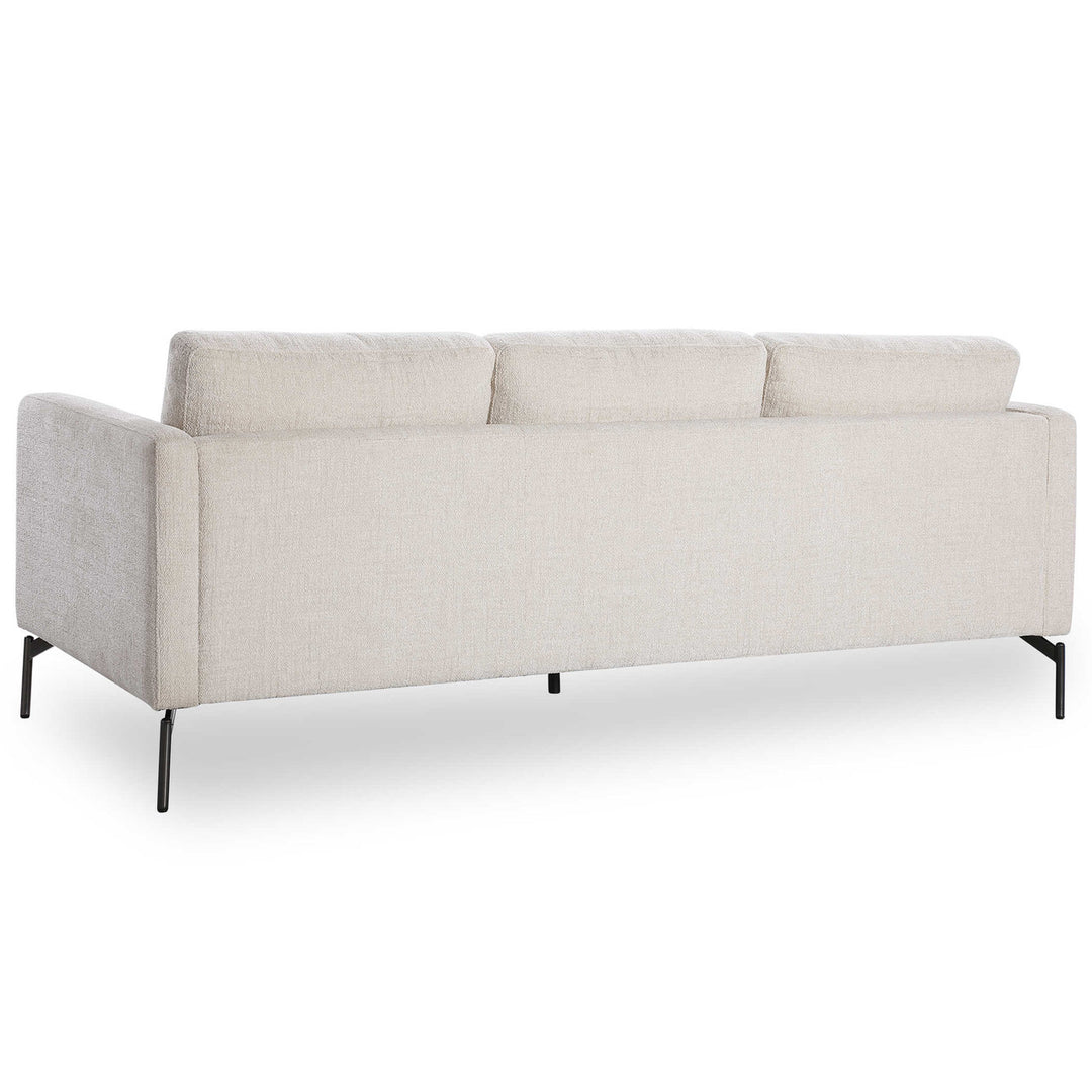 Cream Mid Century Modern Chenille Fabric Sofa.