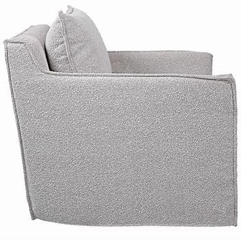 Grey Boucle Slipcover Accent Swivel Chair