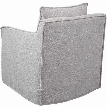 Grey Boucle Slipcover Accent Swivel Chair