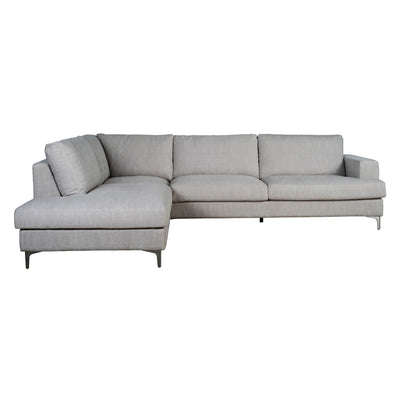 Grey Feather Sectional with polished aluminum legs