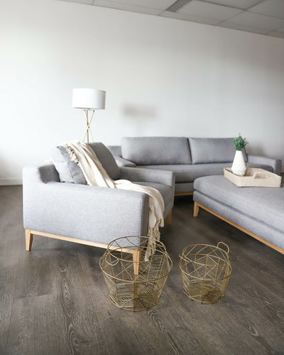 Grey Oversized Fabric Ottoman
