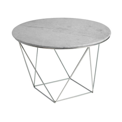 solid grey marble top on a stainless steel decorative base