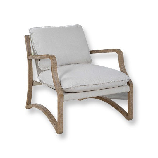 Light Coloured fabric sling accent Chair