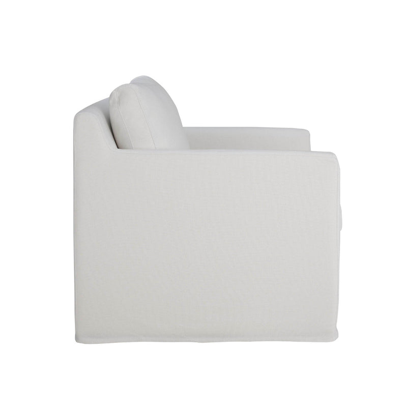 Heston Club chair in white linen with a simple slipcover design